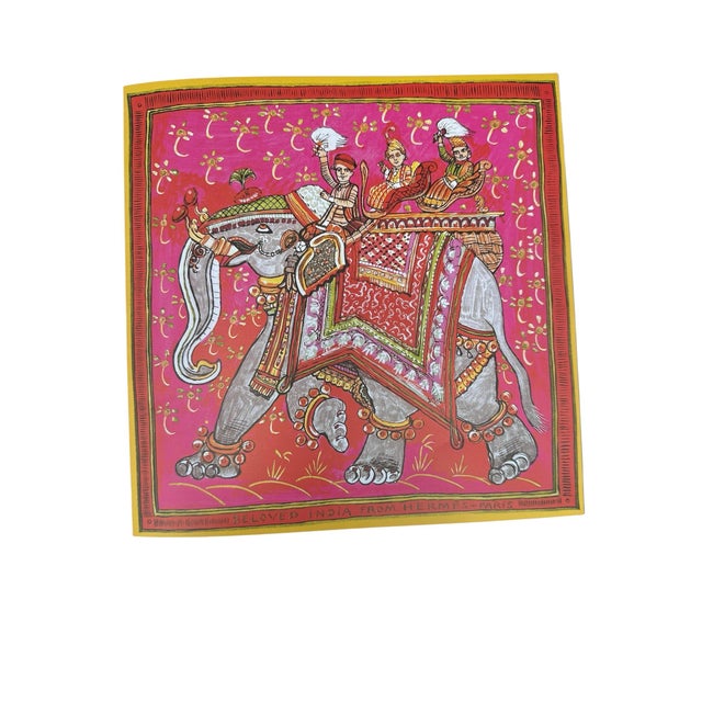 Printmaking Materials Vintage 2008 Framed Authentic Original Hermès Art Advertisement Lithograph Featuring Hermès "Beloved India" For Sale - Image 7 of 7