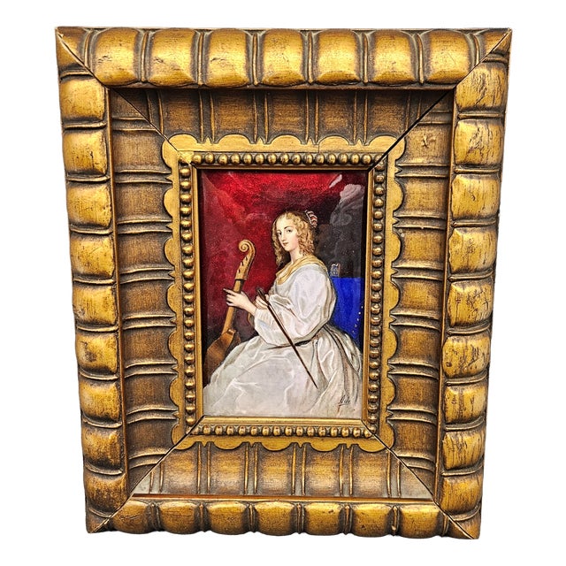 Unknown Artist, Portrait of Maria Ruthven von van Dyck, 1890s, Enameled, Framed For Sale