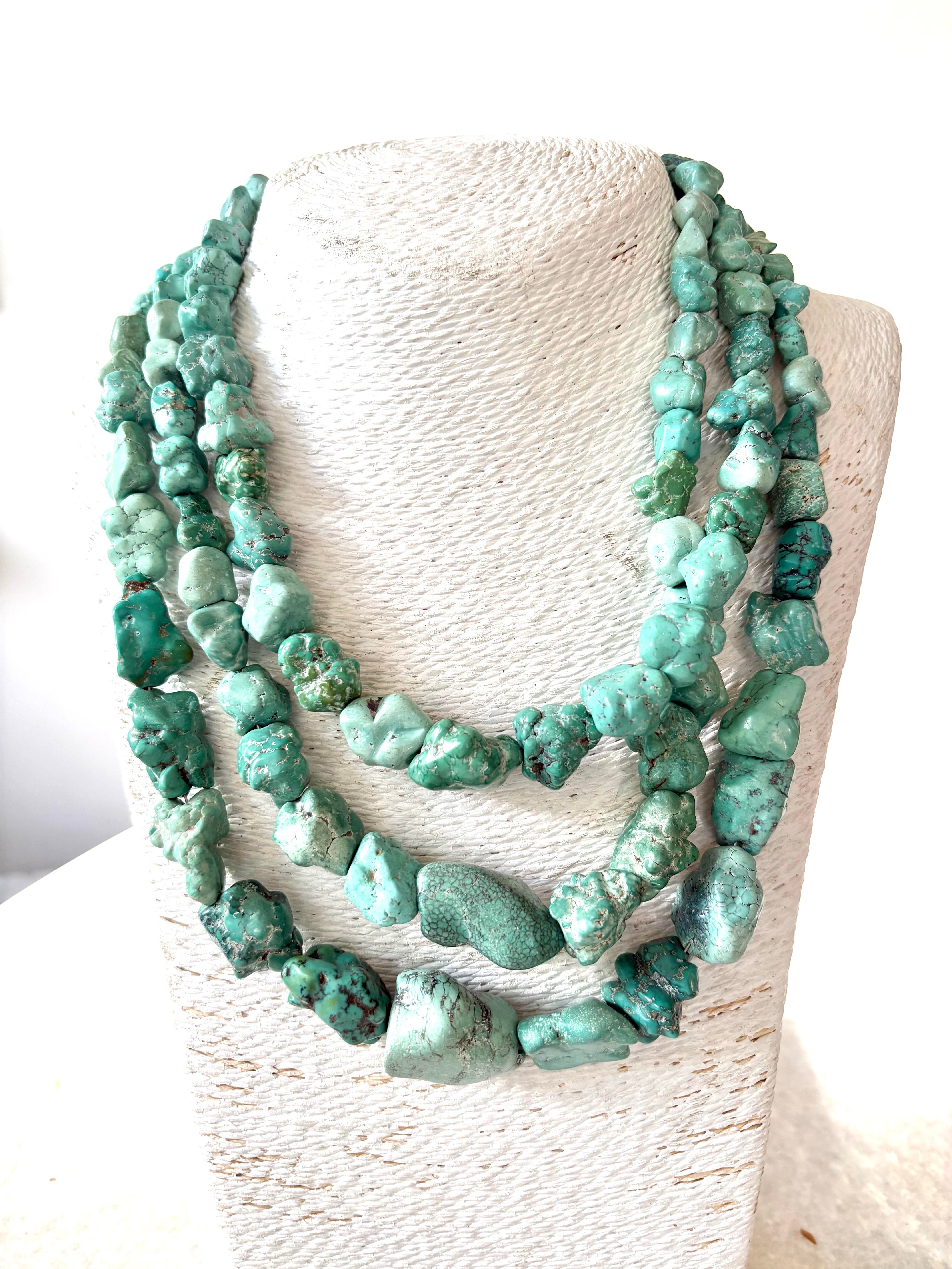 Vintage Jay King Chunky Multi Strand, Turquoise Necklace | Chairish