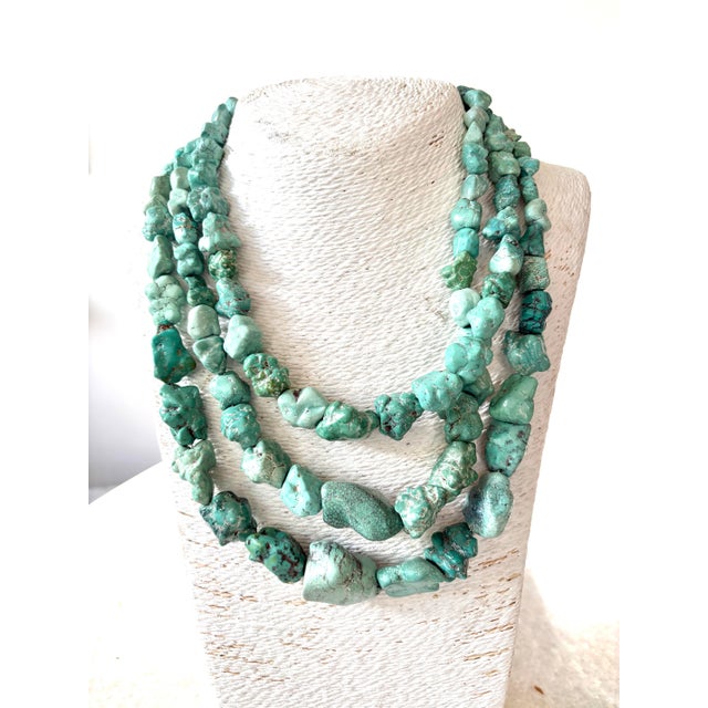 Extraordinary, large chunky stone, turquoise necklace designed by Jay King with Sterling silver clasp makers, mark stamped...