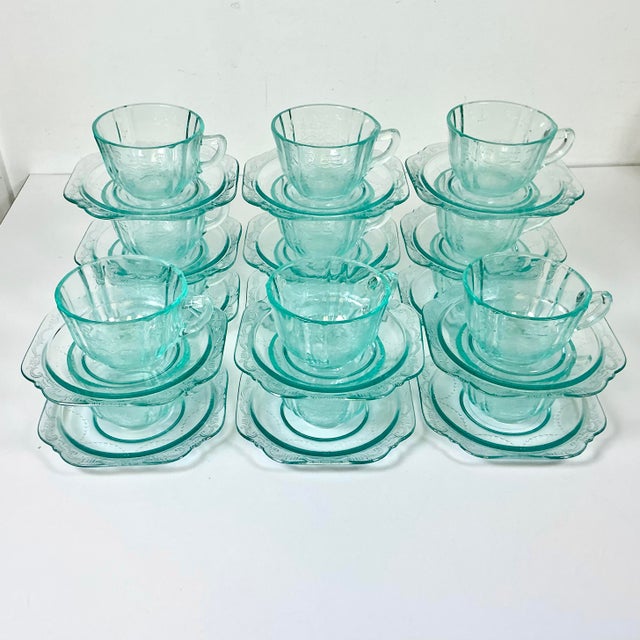 Indiana Glass Company 1970s Vintage Art Deco Hollywood Regency Indiana Glass Co. Recollection Cups & Saucers - Set of 30, 15 Settings For Sale - Image 4 of 9