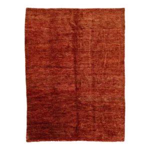 Hand-Loom Modern Gabbeh Style Wool Rug With Solid Rust Color