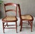 Circa 1920 Solid Oak Wood & Cane Seat Two-Rung Curved Ladderback Accent Chairs – A Pair For Sale - Image 13 of 18
