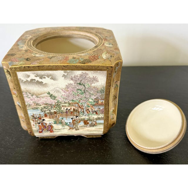 Fine Japanese Satsuma Ceramic Lidded Jar by Matsumoto Hozan For Sale - Image 15 of 18