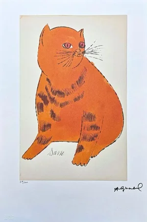 After Andy Warhol, Cat Sam Orange Sitting, 1980s, Lithograph