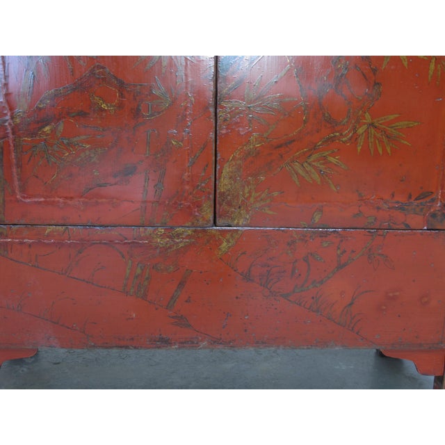 Chinoiserie-Style Hand-Painted Elm Cabinet For Sale In Greensboro - Image 6 of 14