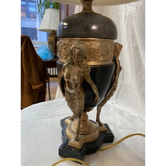 Maitland Smith Vintage Black Marble Lamp With Maenad Figures. For Sale - Image 12 of 13