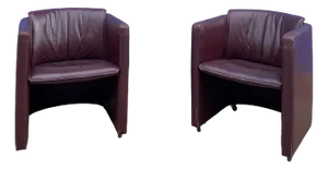 Set of Dutch Maroon Leather Armchairs from Leolux
