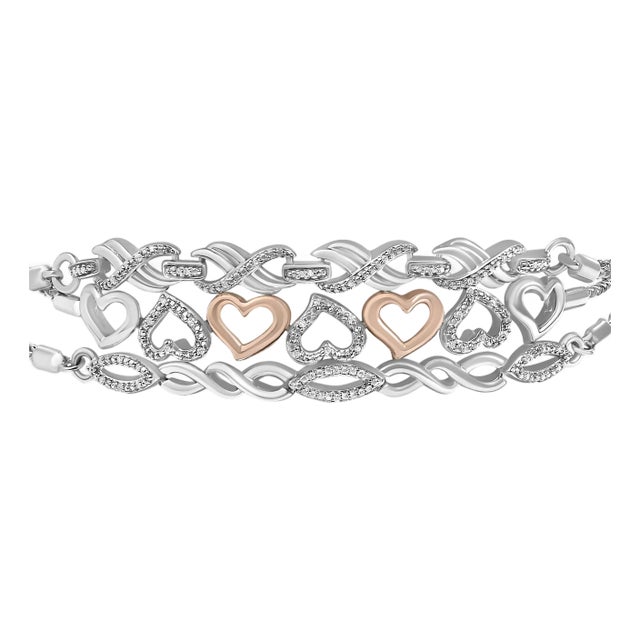 Sterling Silver Diamond Accent 3 Piece Adjustable Bolo Bracelet Set For Sale