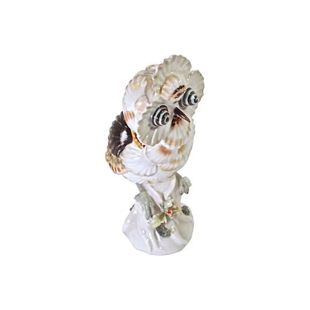 Vintage Mottahedah majolica shell owl figurine in the grotto style. Depicts an owl made of mixed shells. Marked "A...