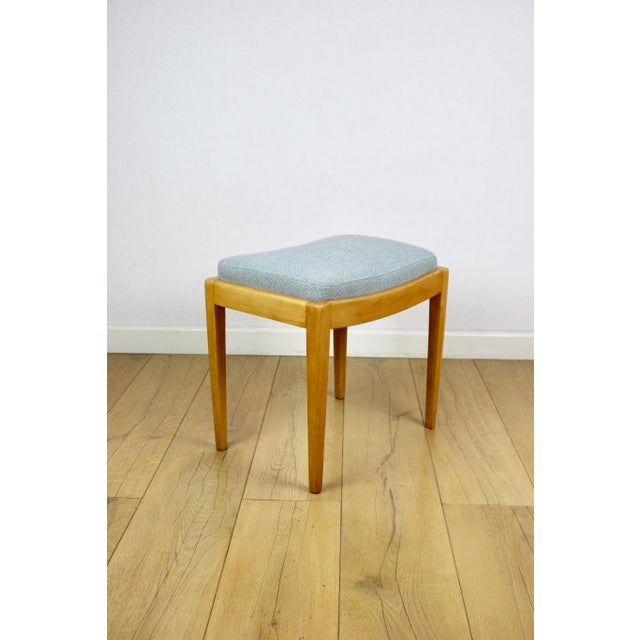 Stool in Blue Natural Fabric, 1970s For Sale - Image 3 of 12