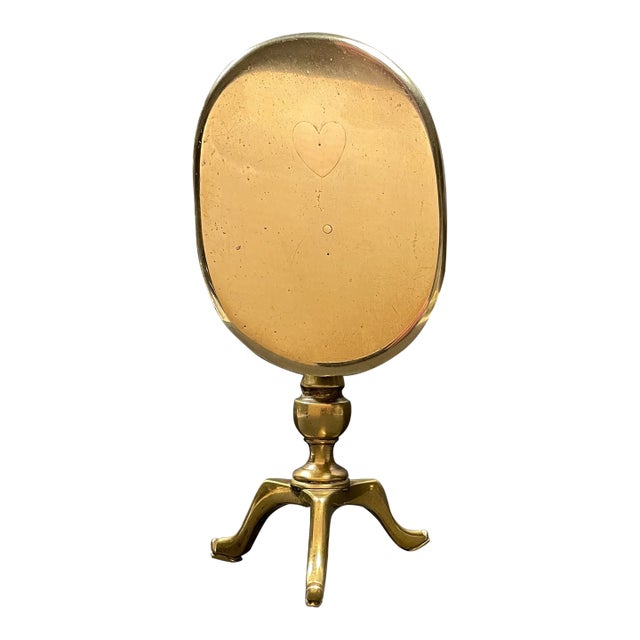 Antique Brass Candle Reflector With Inlaid Copper Heart For Sale