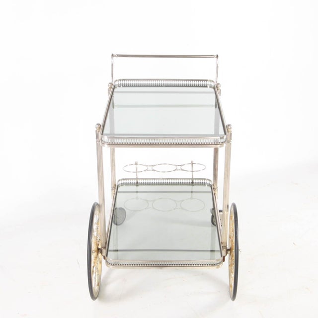 Silver-Plated Metal Serving Cart, 1970s For Sale - Image 4 of 18