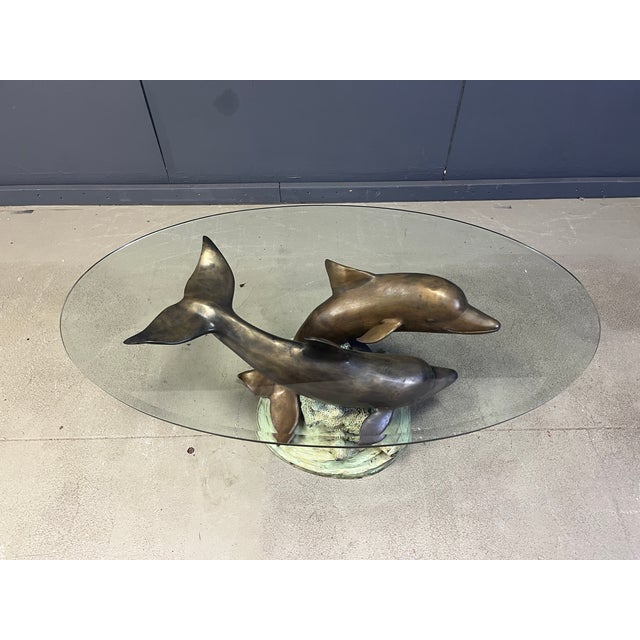 Green Bronze Dolphin Coffee Table from C Caudion, 1960s For Sale - Image 8 of 16