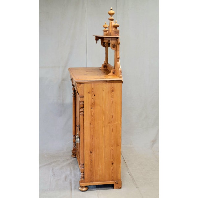 Antique Circa 1880 Swedish Pine Sideboard Buffet With Original Mirror For Sale - Image 16 of 18