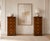 Elegant pair of Early 20th Century Federal Style Mahogany Cabinets. Each stand has five dovetailed drawers with glass...