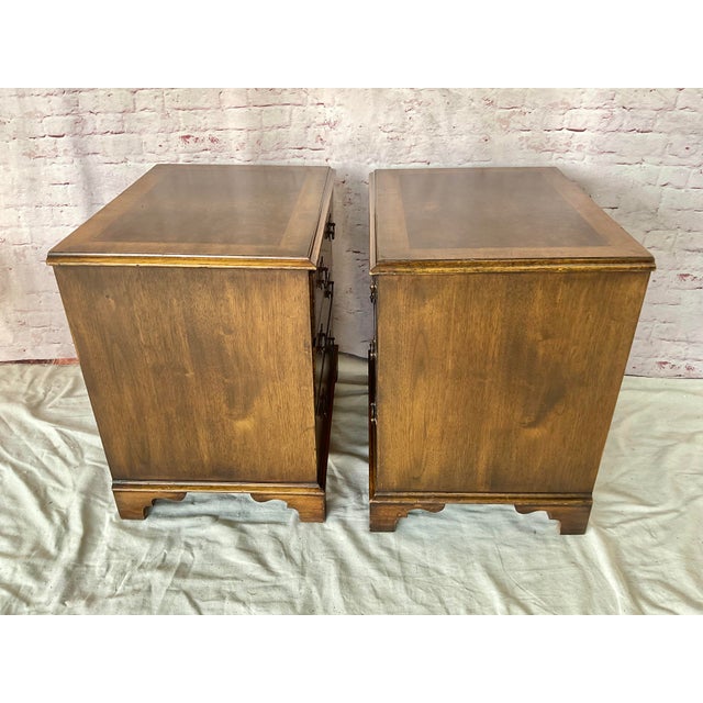Wood Georgian Style Burl Wood Side Chests a Pair For Sale - Image 7 of 10