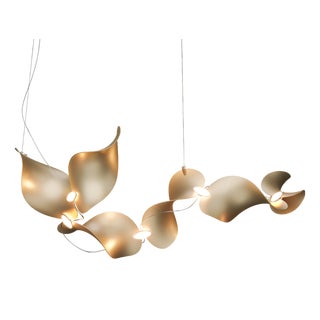 Dune 6 Curve Chandelier with Shades in Gold Metallic Tone by Daniel Becker for Moss Objects For Sale