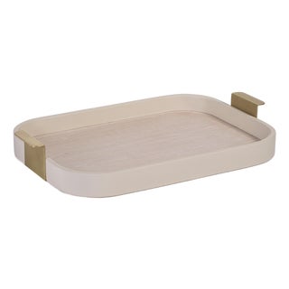 Córdoba Leather Tray with Metal Handles, Medium For Sale