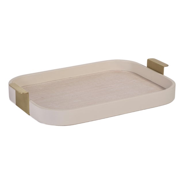 Córdoba Leather Tray with Metal Handles, Medium For Sale