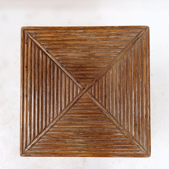 Wood Pencil Reed Pedestal Console Table in the manner of Vivai Del Sud, 1970s For Sale - Image 7 of 12