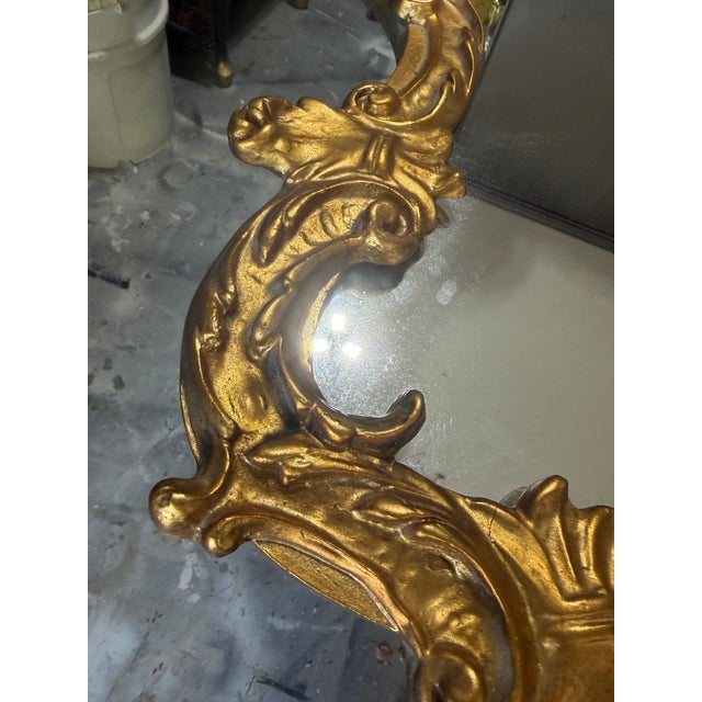 Mid Century Italian Baroque-Style Carved Gilt Mirror For Sale - Image 11 of 12