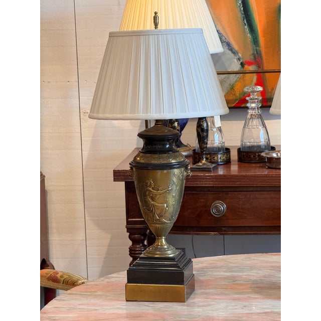 1920s Gilded Bronze and Marble Lamps - a Pair For Sale - Image 4 of 14