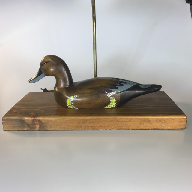 Wooden Duck Lamp & Burlap Shade Chairish