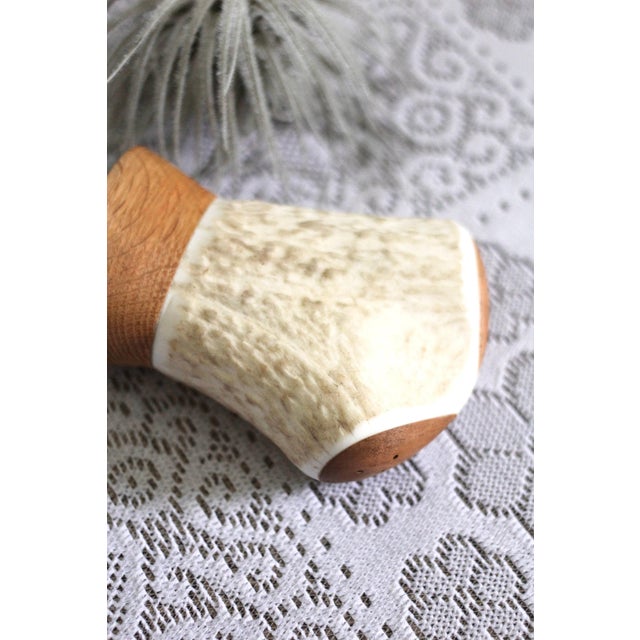 1980s Wood and Antler Salt and Pepper Shakers For Sale - Image 6 of 9