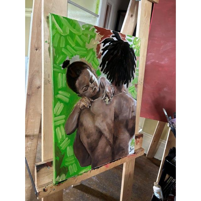 Love and Protection, Oil Painting by Seromo Okoro, (2024) For Sale - Image 6 of 6