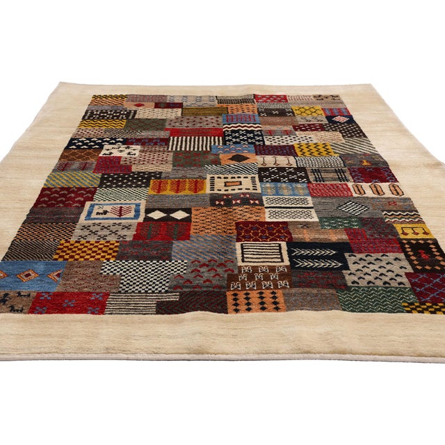 Modern Vintage Persian Gabbeh Rug, 04'06 X 07'00 For Sale - Image 3 of 10