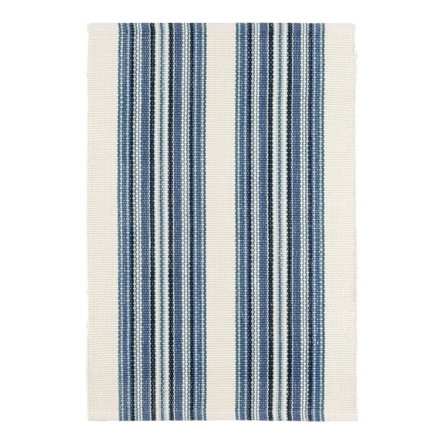 Dash & Albert by Annie Selke Road Runner Blue Indoor/Outdoor Rug, 2'6" x 8' For Sale