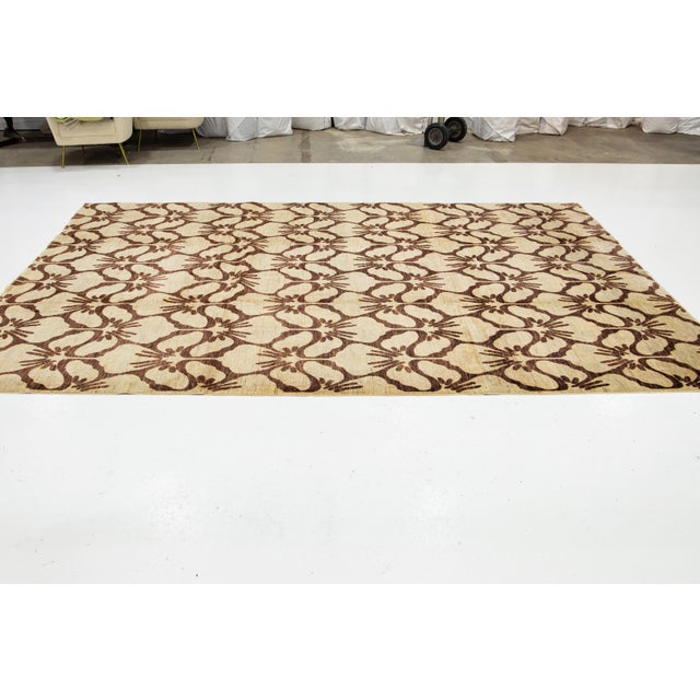 Handmade Paki Peshawar Wool Rug With Allover Design in Brown For Sale - Image 9 of 10