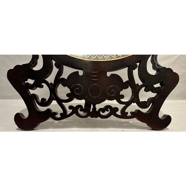 Metal Late 20th Century Large Chinese Enamel Bronze Cloisonne Charger For Sale - Image 7 of 9