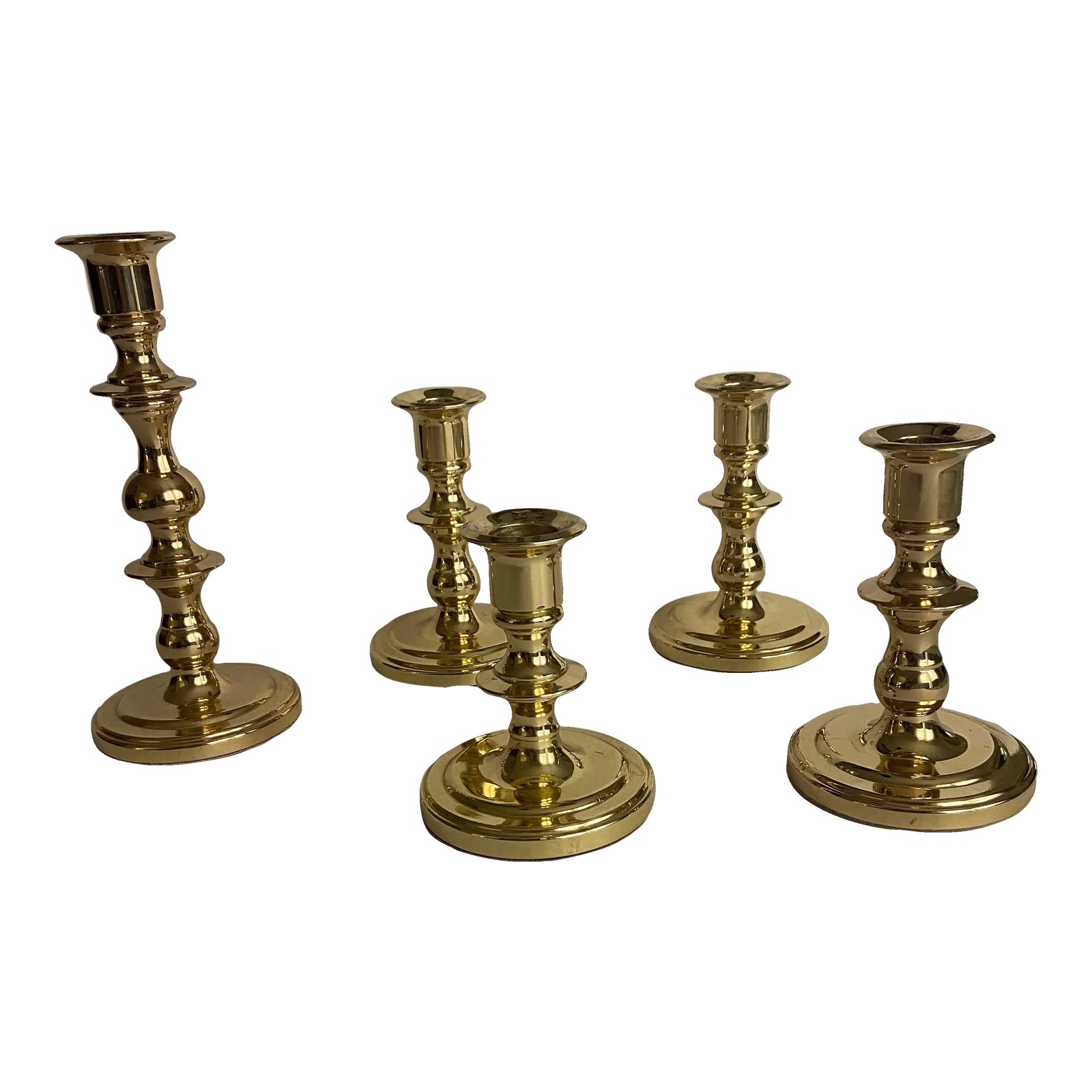 Mid 20th Century Brass Candlestick Holder Baldwin Set 5 Chairish