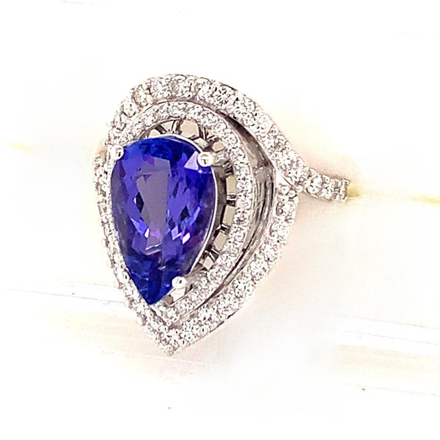 Natural Finely Faceted Quality Tanzanite and Diamond Ring set in 14k Gold 4.54 TCW Size 5.75 resizable GIA Certified...