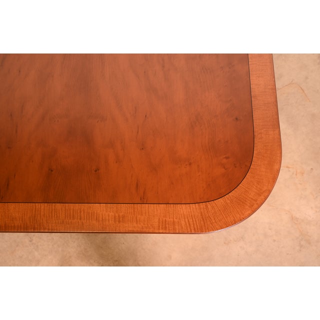 Baker Furniture Style Georgian Banded Mahogany Double Pedestal Dining Table, Newly Refinished For Sale - Image 11 of 15