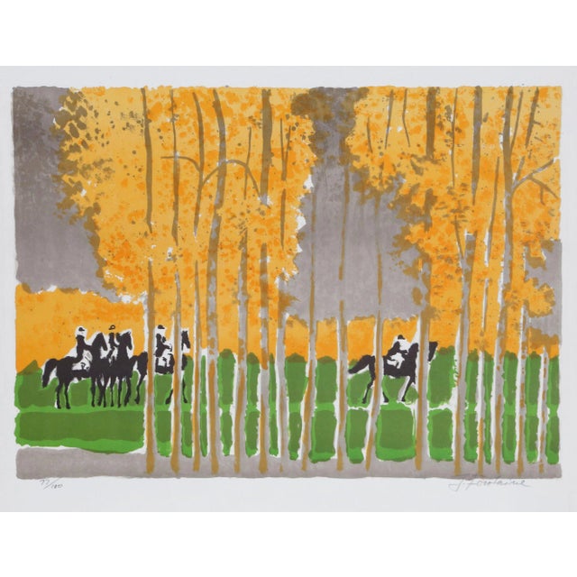J. Fontaine Riding in the Woods Lithograph For Sale