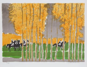 J. Fontaine Riding in the Woods Lithograph
