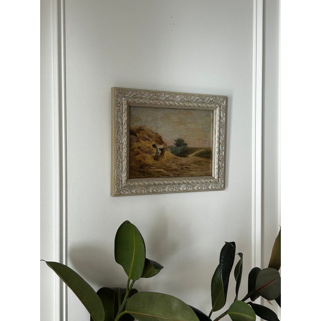 Realism Original Antique Oil Painting, Plein Air, French Impressionism For Sale - Image 3 of 13