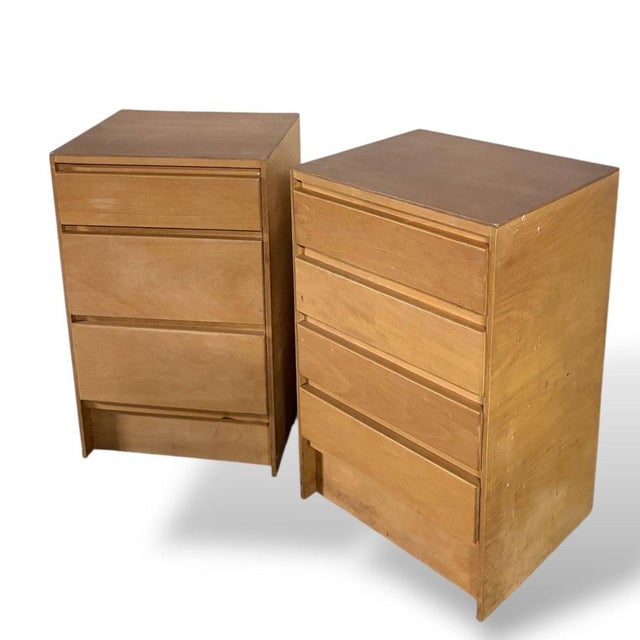 Vintage Blonde Oak Bedside Cabinets from Charter Furniture, Set of 2 For Sale - Image 6 of 8