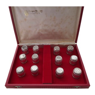 1970s Individual Salt Shakers, Barrel Shape w/ case - Set of 12 For Sale