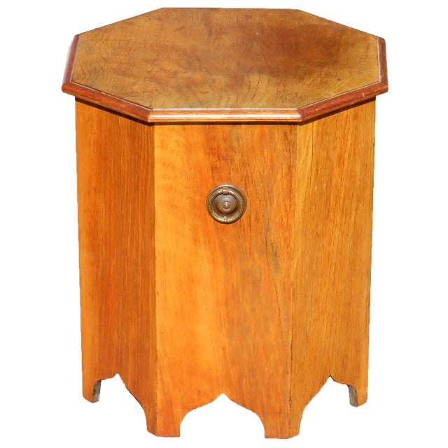 Handsome Moroccan style wood accent or bedside table. Octagonal shape featuring Moorish arches at base, decorative round...