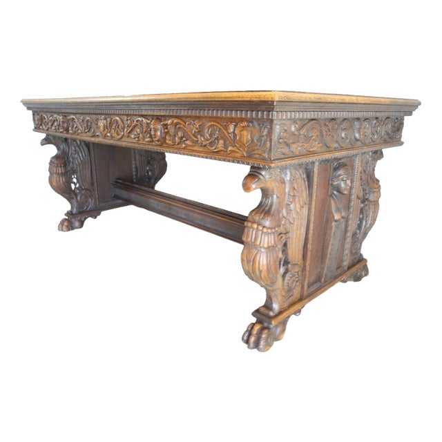 Vintage Art Deco Eagle Ornate Desk, 1920s For Sale