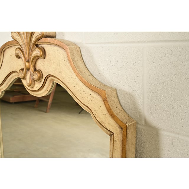 Romweber Hollywood Regency French Rococo Louis XV Cream Lacquered and Gold Gilt Wall Mirror, Circa 1960s For Sale In South Bend - Image 6 of 11