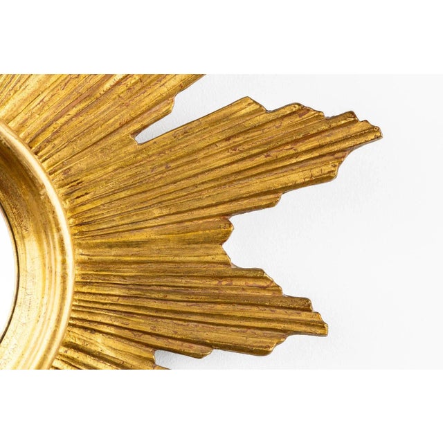 Mid 20th Century Hand Carved Giltwood Sunburst Mirror For Sale - Image 4 of 7
