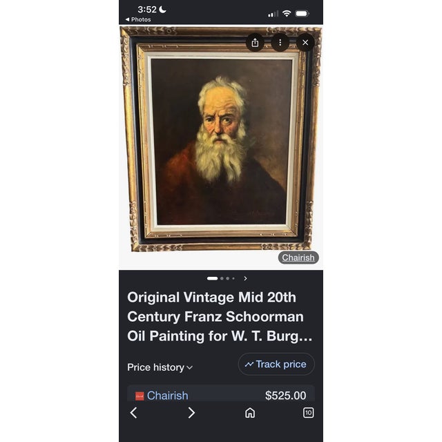 1960s Mid Century Modern Framed Oil Painting of an Old Man Chiaroscuro Tenebrism Vibe Maybe Franz Schoorman Work For Sale - Image 10 of 12