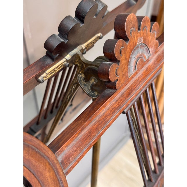 Mid 19th Century American Mahogany and Brass Lyre-Form Duet Stand For Sale - Image 6 of 10