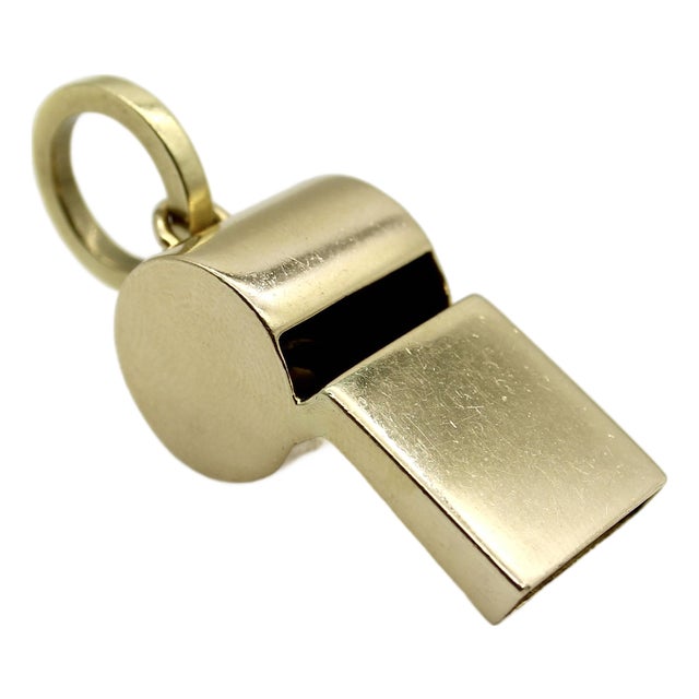 Vintage 18k Gold Large Whistle Pendant Charm For Sale