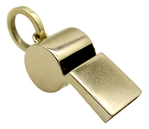 Vintage 18k Gold Large Whistle Pendant Charm